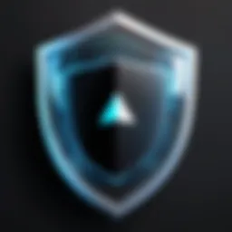 Abstract futuristic digital shield concept artwork for AdBlock for Twitch