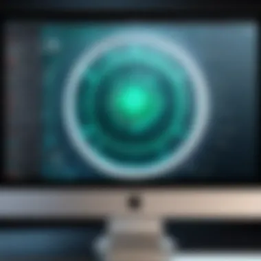 Magnifying glass focusing on antivirus software on a Mac screen