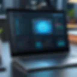 A sleek laptop displaying security software interface