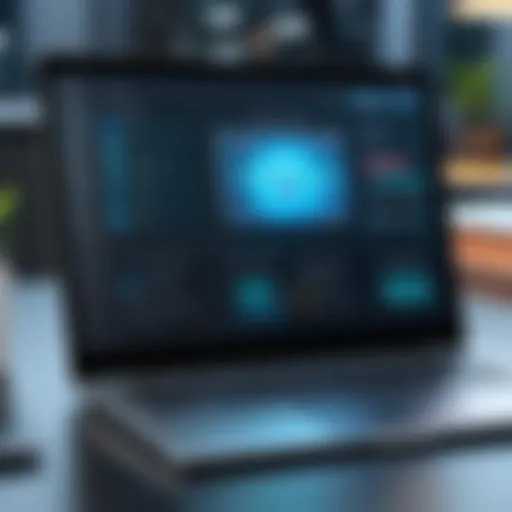 A sleek laptop displaying security software interface