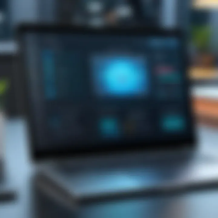 A sleek laptop displaying security software interface