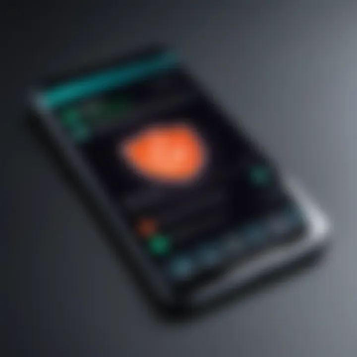 Sleek smartphone displaying a malware protection app interface.