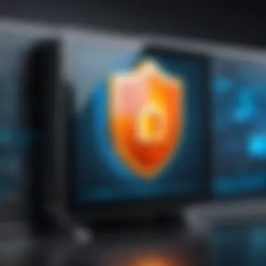 Advanced Firewall Protection A sophisticated firewall protecting digital assets