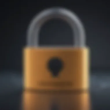 Illustration of data protection and privacy symbolized by locked padlock