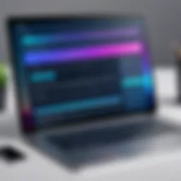 A sleek laptop displaying a vibrant website design interface.