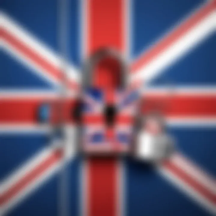 Conceptual image representing online privacy with a lock and UK flag