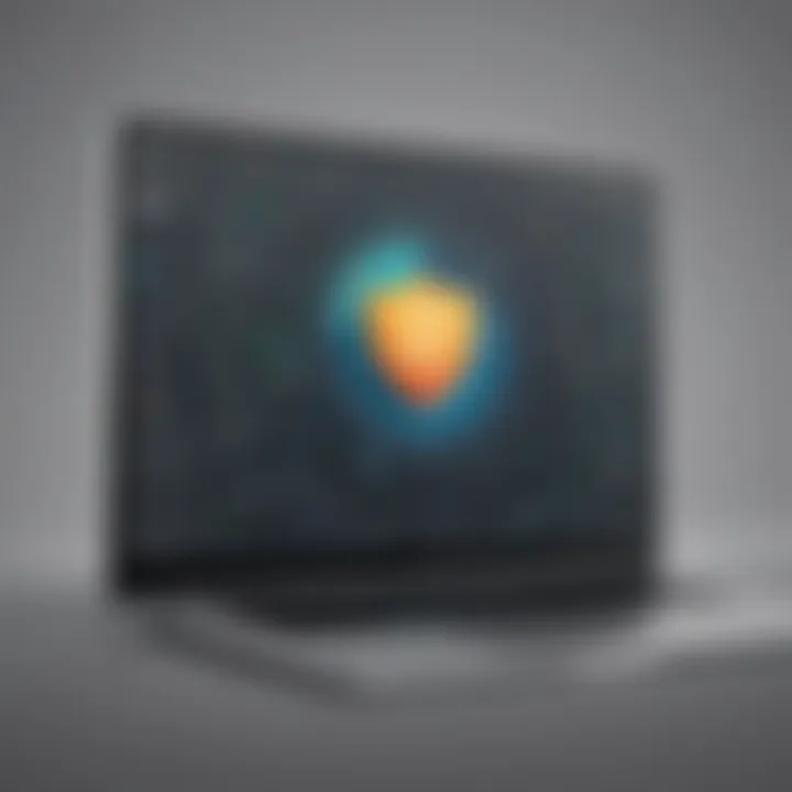 Visualization of a shield protecting a laptop from pop-up ads