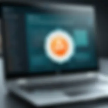 Antivirus Software in Action on HP Laptop Illustration of antivirus software scanning laptop