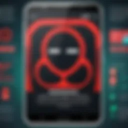 Visual representation of spyware infection signs on Android