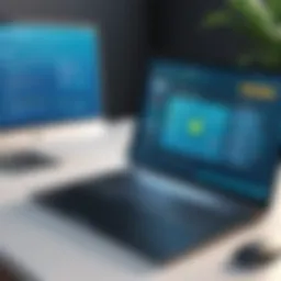 Illustration of various free antivirus tools on a desktop