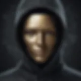 Abstract portrait of a masked figure symbolizing anonymity and cybersecurity