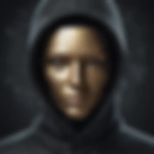 Abstract portrait of a masked figure symbolizing anonymity and cybersecurity