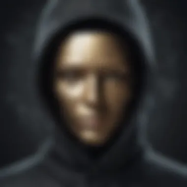 Enhancing Online Security Abstract portrait of a masked figure symbolizing anonymity and cybersecurity