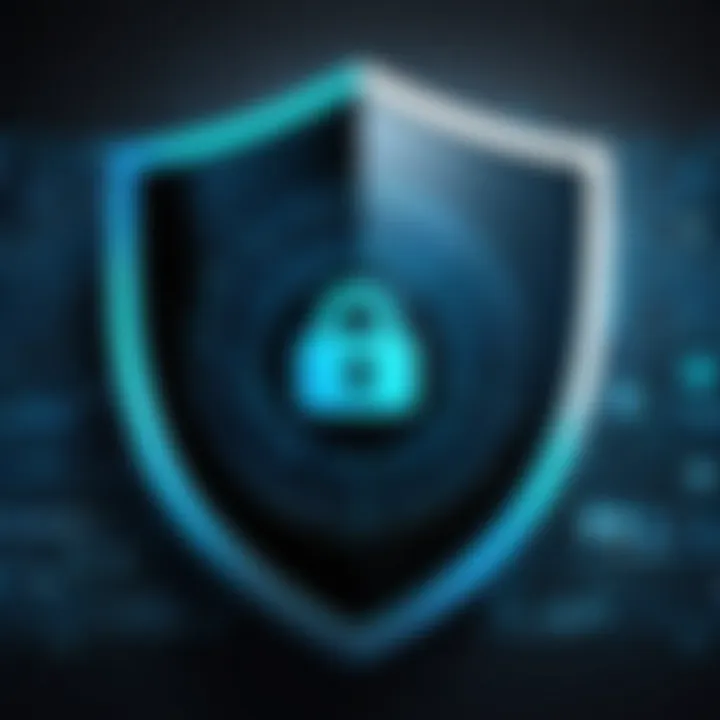 Shield with cyber security icons