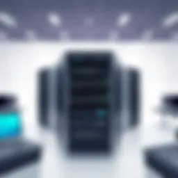 A detailed server rack showcasing various configurations of dedicated servers.