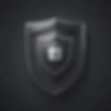 Fortified Cybersecurity Shield Protective shield with digital lock icon