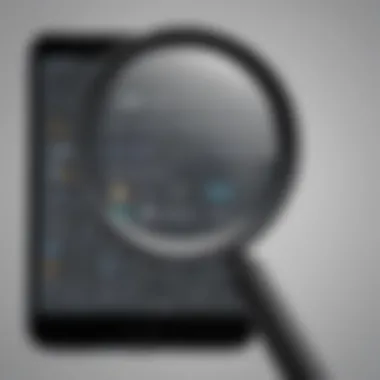 Magnifying glass focusing on iPhone apps