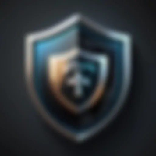 Digital Fortress: Illustration of a shield symbolizing online security