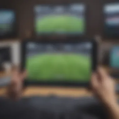 Digital tablet showing live streaming of a soccer match