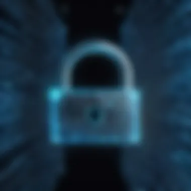 A digital lock symbolizing cybersecurity in a virtual environment