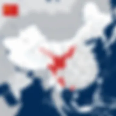 Map highlighting internet censorship in China