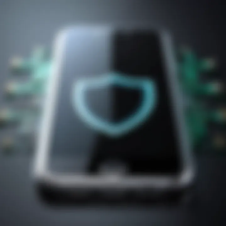 Illustration of a shield protecting a smartphone