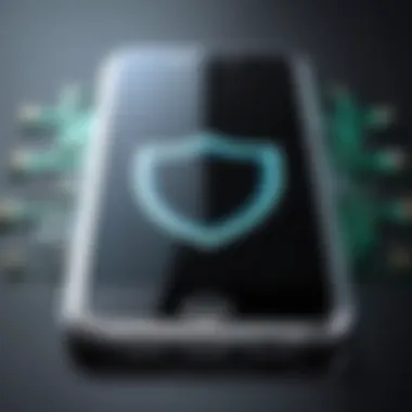 Shielding Your iPhone from Viruses Illustration of a shield protecting a smartphone