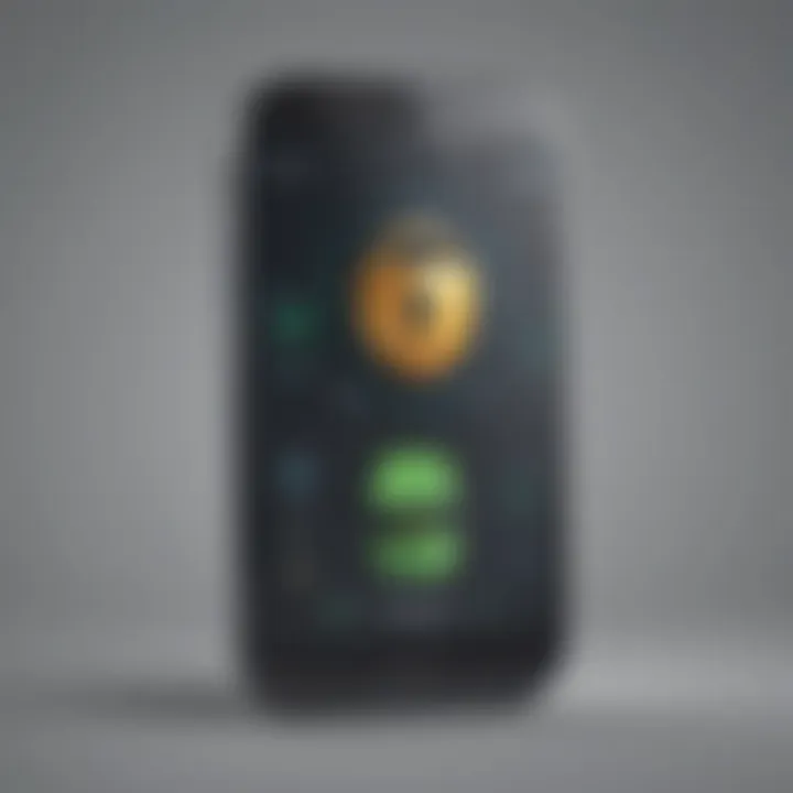 Illustration of smartphone with shield and lock icon