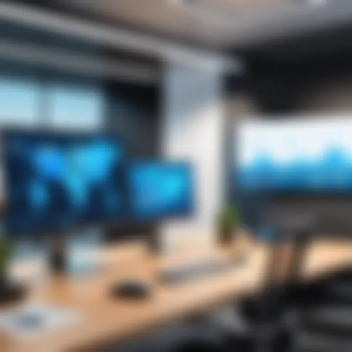 A corporate office environment showcasing remote access