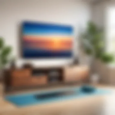 Transforming Your Living Space into a Fitness Hub A cozy home workout environment with a yoga mat and Hulu streaming on a TV.