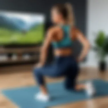Staying Motivated with Streaming Workouts A person engaged in a workout session, focused and motivated.