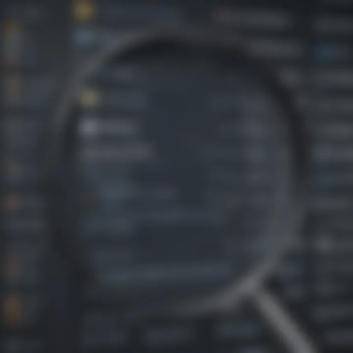 Magnifying glass focusing on cPanel features