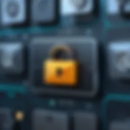 An abstract representation of aged email accounts with a lock symbol