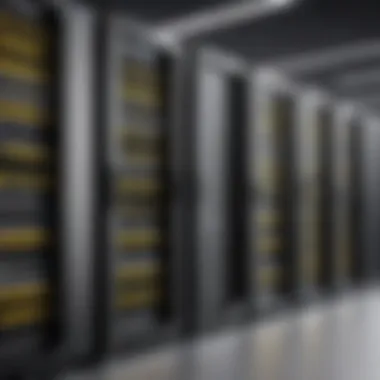 Modern Linux Cloud Servers in a Data Center A sleek server rack displaying Linux cloud servers in a modern data center