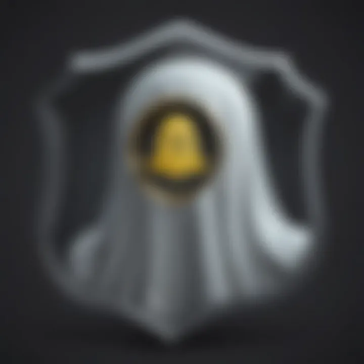 Snapchat ghost icon with a shield symbolizing cybersecurity protection