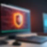 A secure digital environment showcasing antivirus software navigating threats
