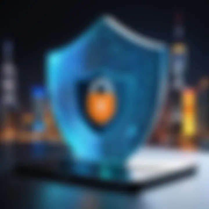 A digital shield symbolizing security and privacy