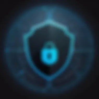 Representation of User Data Security with VPN A lock icon with a VPN logo featuring user data protection