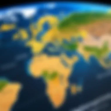 Global Content Access via VPNs A world map showcasing various virtual locations