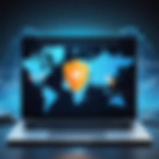 Visual representation of VPN technology altering location