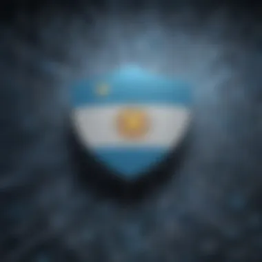 Abstract representation of cybersecurity network with Argentina flag