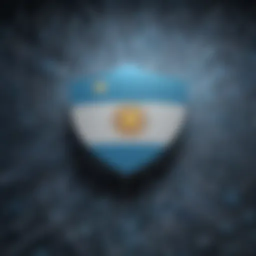 Abstract representation of cybersecurity network with Argentina flag