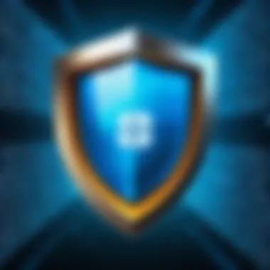 An illustration of a digital shield representing antivirus protection on Windows.