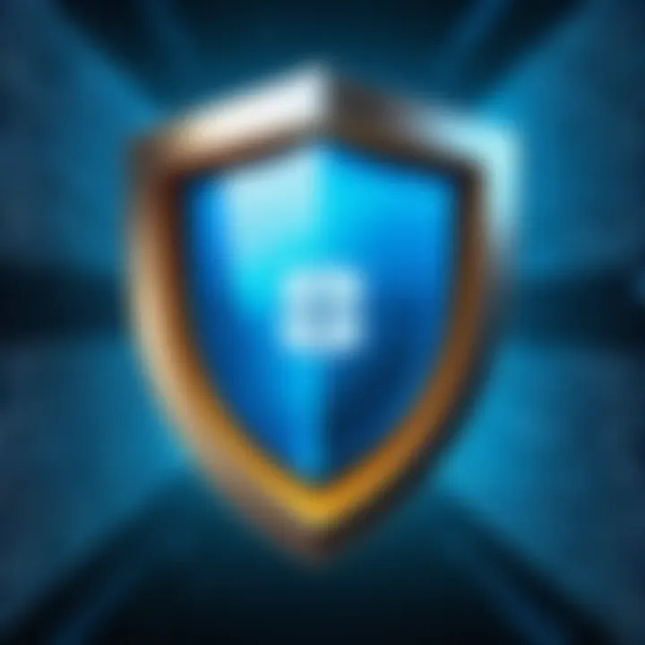 An illustration of a digital shield representing antivirus protection on Windows.