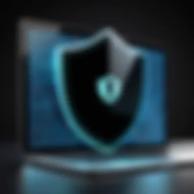 Illustration of online privacy with a shield and lock