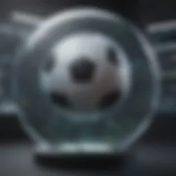 Soccer ball on futuristic digital display