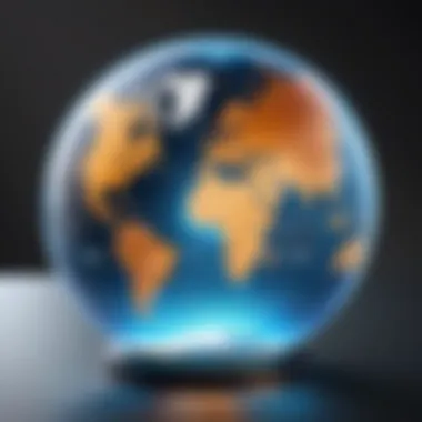 Illustration of a globe with shield for global VPN access