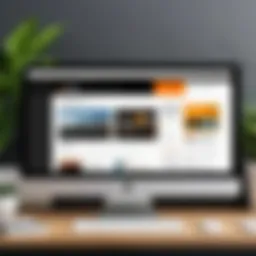 A computer screen displaying the GoDaddy homepage with various website options.