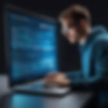 Protecting Digital Privacy A person using a laptop with a privacy screen