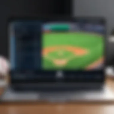 Streaming Baseball on Laptop A laptop showing a baseball game being streamed online